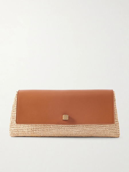 Khaite Khaite - Audrey Raffia And Leather Clutch - Tan 