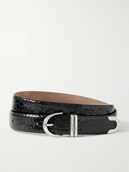  Khaite Khaite - Bambi Croc-effect Leather Belt - Black 