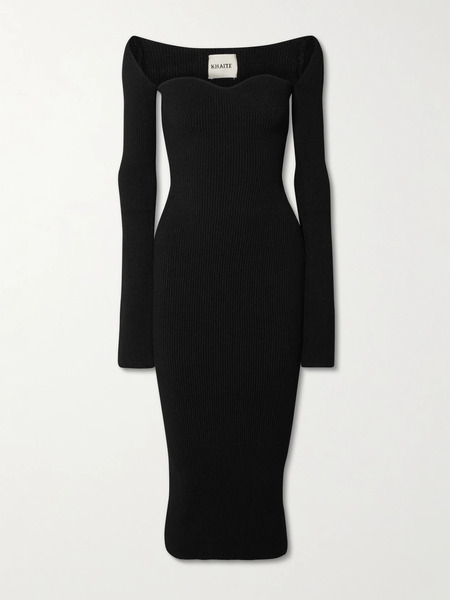 Khaite Khaite - Beth Ribbed-knit Midi Dress - Black 