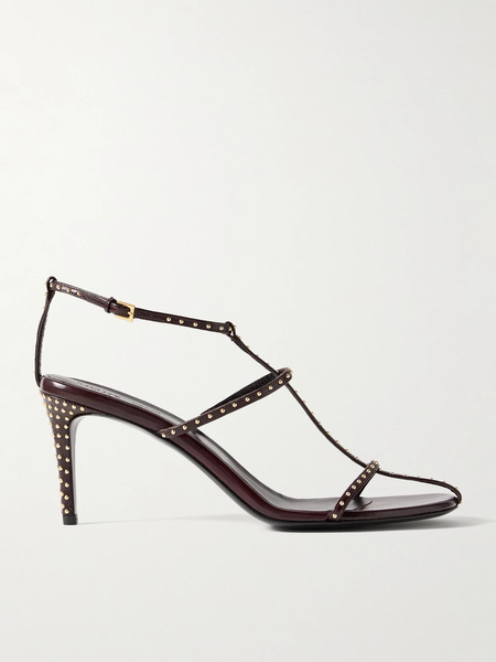  Khaite Khaite - Cage Studded Glossed-leather Sandals - Burgundy 