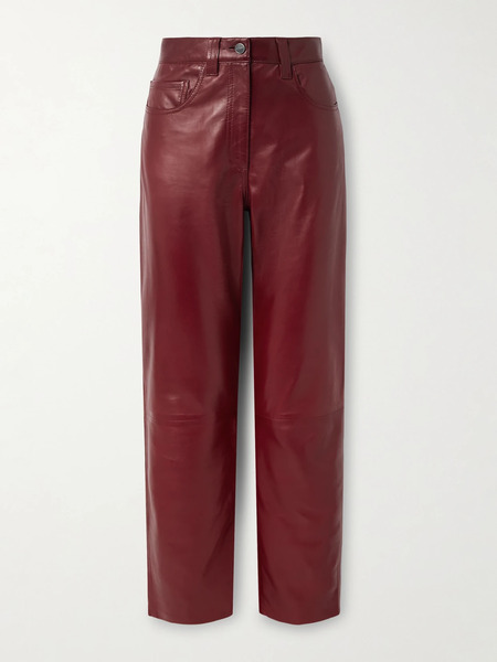  Khaite Khaite - Callum Leather Straight-leg Pants - Red 