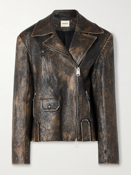  Khaite Khaite - Catalina Distressed Leather Biker Jacket - Brown 