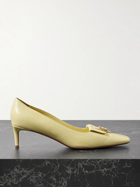 Khaite Khaite - Celia Pocket Buckled Leather Pumps - Pastel Yellow 