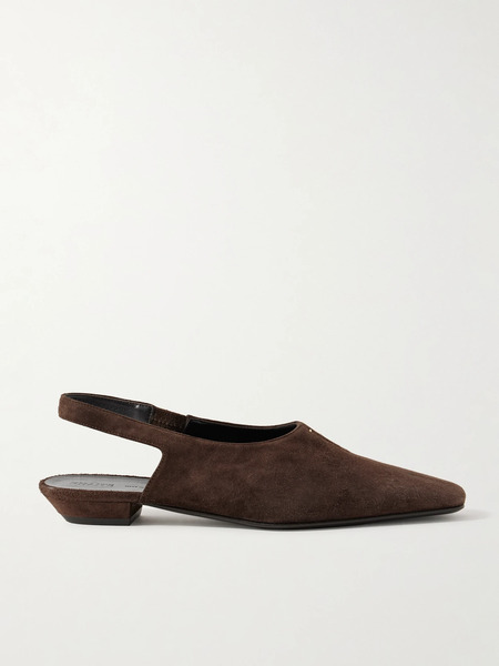  Khaite Khaite - Celia Suede Slingback Flats - Chocolate 