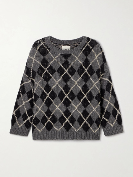  Khaite Khaite - Colt Argyle Cashmere-jacquard Sweater - Gray 