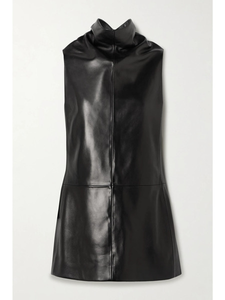  Khaite Khaite - Daria Leather Turtleneck Mini Dress - Black 