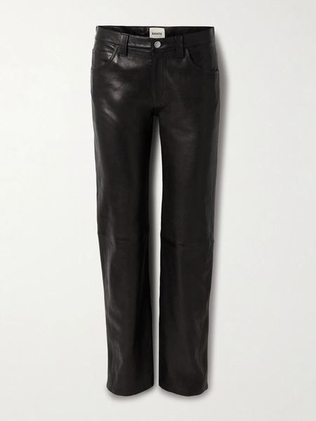  Khaite Khaite - Emmet Leather Straight-leg Pants - Black 