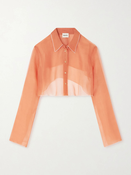  Khaite Khaite - Fritz Cropped Layered Silk-organza Shirt - Peach 