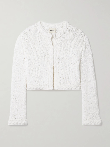  Khaite Khaite - Genevieve Cropped Open-knit Cotton-blend Cardigan - White 