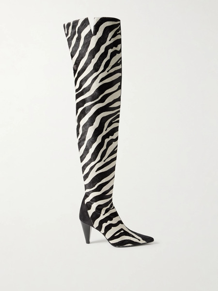 Khaite Khaite - Harvey Suede And Zebra-print Calf Hair Over-the-knee Boots - Zebra Print 
