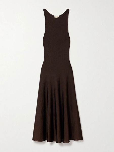  Khaite Khaite - Hencil Knitted Midi Dress - Dark Brown 