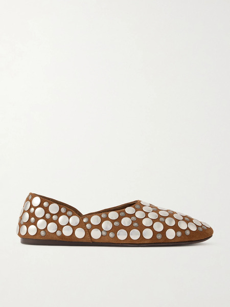  Khaite Khaite - Jane Studded Suede Flats - Tan 