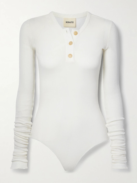  Khaite Khaite - Janelle Ribbed Cotton-blend Bodysuit - Off-white 