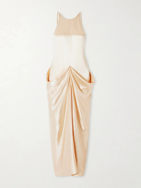  Khaite Khaite - Kent Open-back Draped Satin Maxi Dress - Pastel Pink 