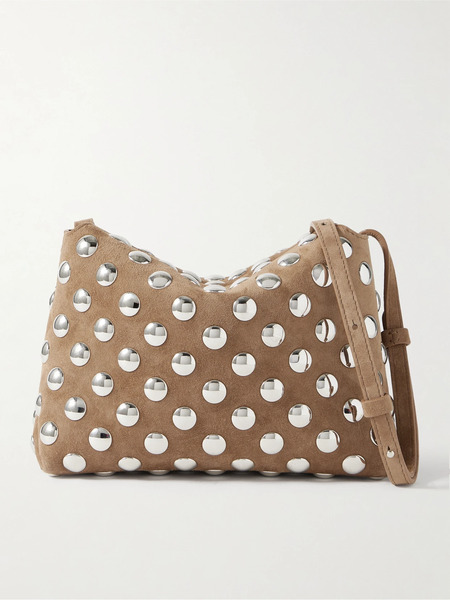 Khaite Khaite - Lina Medium Studded Suede Shoulder Bag - Beige 