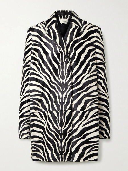  Khaite Khaite - Lorel Zebra-print Calf Hair Coat - Zebra Print 