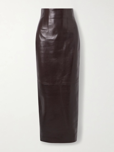  Khaite Khaite - Loxley Leather Maxi Skirt - Dark Brown 