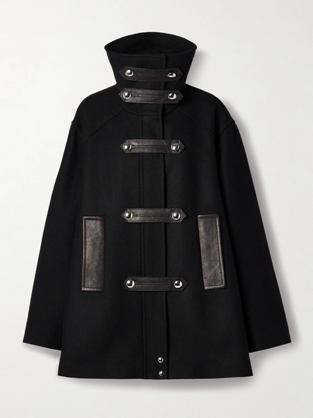 Khaite Khaite - Melbo Leather-trimmed Wool-blend Felt Coat - Black 