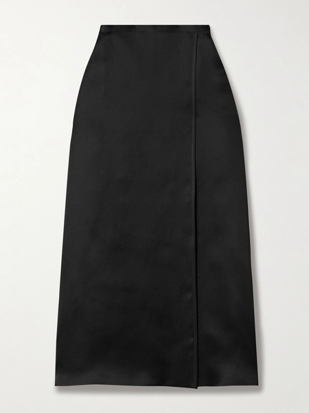  Khaite Khaite - Mila Wrap-effect Silk-gazar Maxi Skirt - Black 