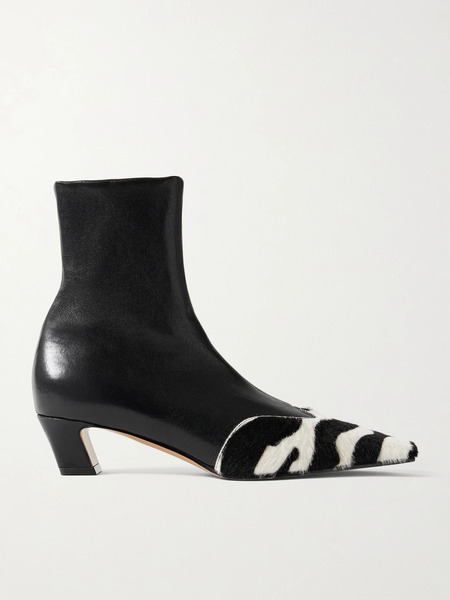  Khaite Khaite - Nevada Leather And Zebra-print Calf Hair Ankle Boots - Zebra Print 