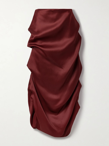 Khaite Khaite - Olula Draped Silk-gazar Midi Skirt - Claret 
