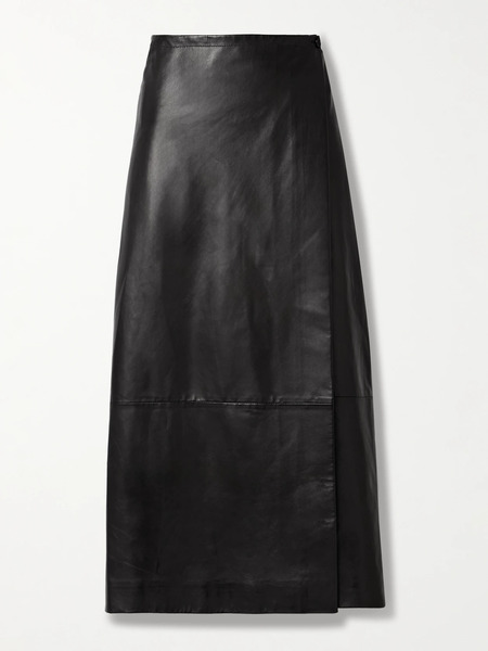  Khaite Khaite - Quinn Wrap-effect Leather Maxi Skirt - Black 