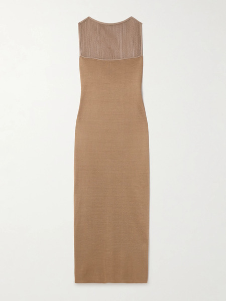  Khaite Khaite - Ruslan Fringed Knitted Maxi Dress - Tan 