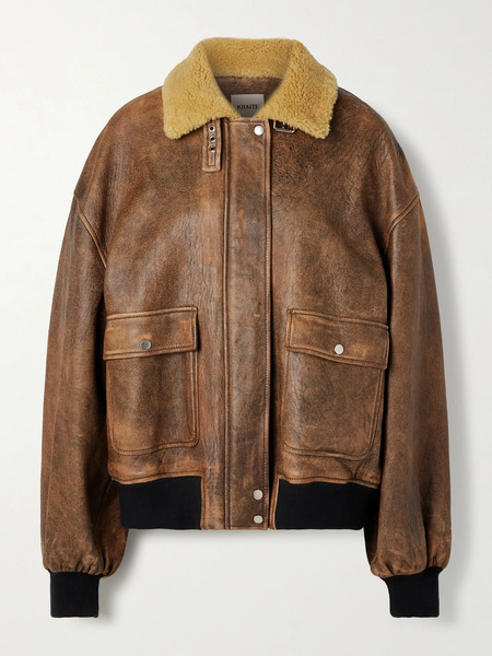  Khaite Khaite - Sandor Shearling-trimmed Leather Jacket - Brown 