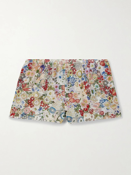  Khaite Khaite - Tilly Floral-print Silk-chiffon Shorts - Beige 