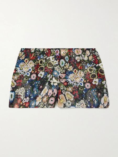  Khaite Khaite - Tilly Floral-print Silk-chiffon Shorts - Black 
