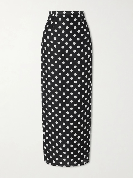  Khaite Khaite - Winton Polka-dot Silk Midi Skirt - Black 