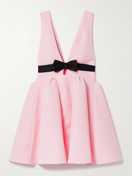  Kika Vargas Kika Vargas - Charlize Bow-embellished Woven Mini Dress - Pink 