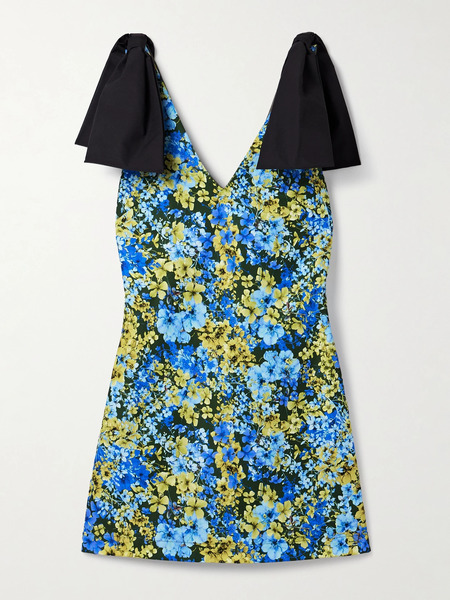  Kika Vargas Kika Vargas - Frances Bow-embellished Floral-print Twill Mini Dress - Multi 