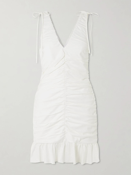  Kika Vargas Kika Vargas - Kath Ruched Twill Mini Dress - White 