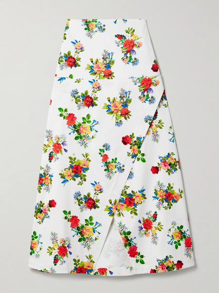 Kika Vargas Kika Vargas - Maysie Wrap-effect Floral-print Cotton-blend Poplin Maxi Skirt - Multi 