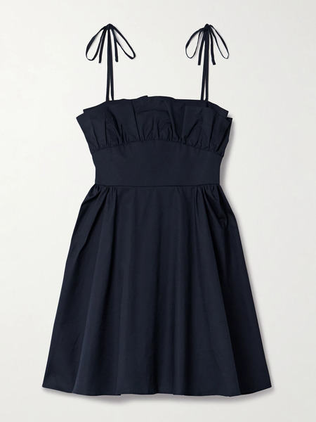  Kika Vargas Kika Vargas - Mia Ruffled Cotton-blend Poplin Mini Dress - Navy 