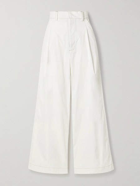  Kika Vargas Kika Vargas - Olympe Pleated Woven Wide-leg Pants - White 