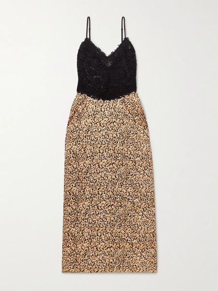  Kika Vargas Kika Vargas - Petra Lace And Printed Satin Maxi Dress - Beige 