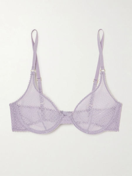  Kiki De Montparnasse Kiki De Montparnasse - Crocheted Lace And Mesh Underwired Soft-cup Bra - Lilac 