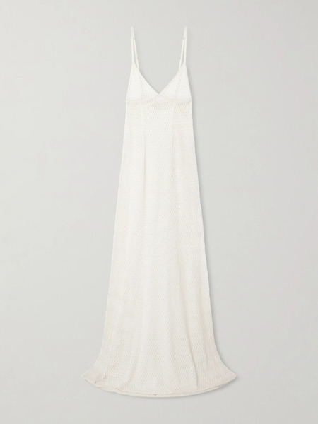  Kiki De Montparnasse Kiki De Montparnasse - Crocheted Silk Maxi Dress - Ivory 