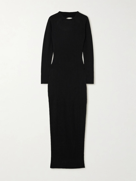  Kiki De Montparnasse Kiki De Montparnasse - Embellished Open-back Cashmere Maxi Dress - Black 