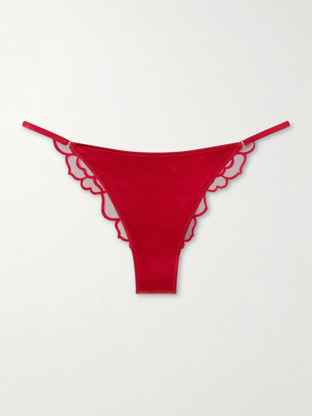  Kiki De Montparnasse Kiki De Montparnasse - Petite Chou Embroidered Lace Briefs - Small 