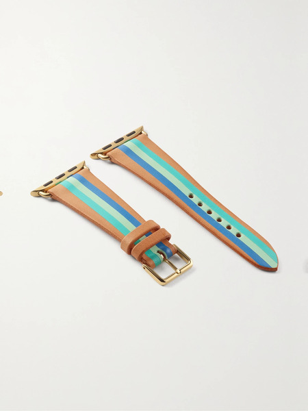  La Californienne La Californienne - Striped Leather Watch Strap - Blue 