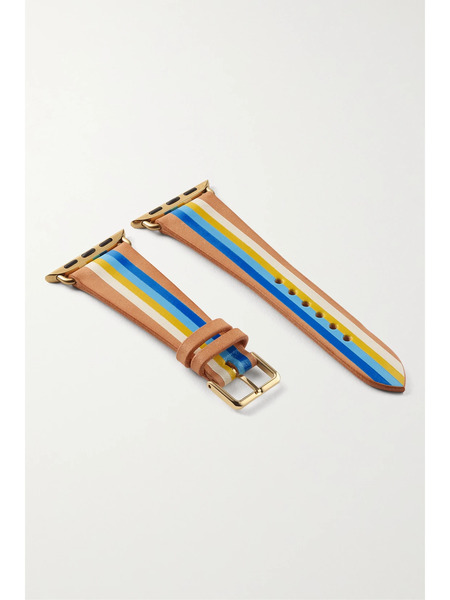  La Californienne La Californienne - Striped Leather Watch Strap - Blue 