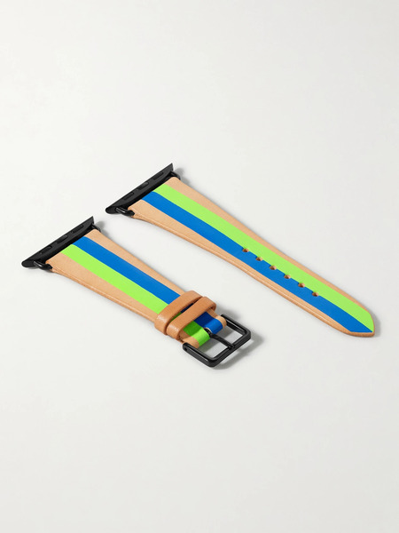  La Californienne La Californienne - Striped Leather Watch Strap - Blue 