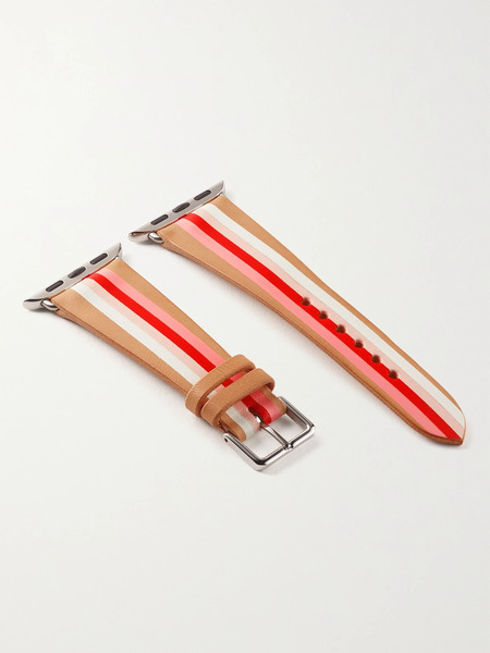  La Californienne La Californienne - Striped Leather Watch Strap - Pink 