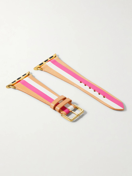 La Californienne La Californienne - Striped Leather Watch Strap - Pink 