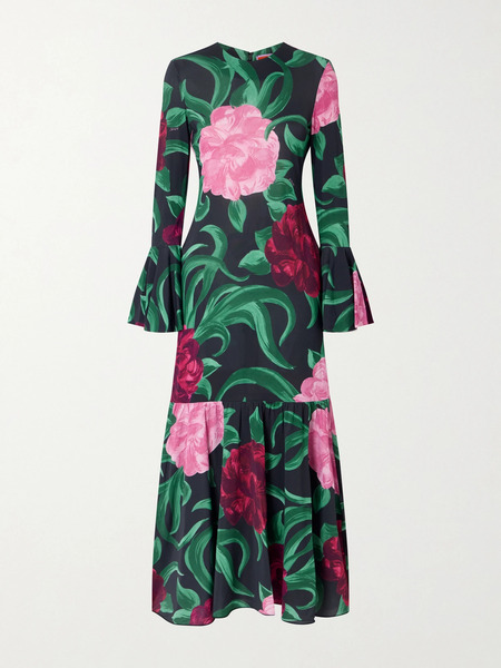  La Doublej La Doublej - Alba Floral-print Stretch-jersey Maxi Dress - Green 