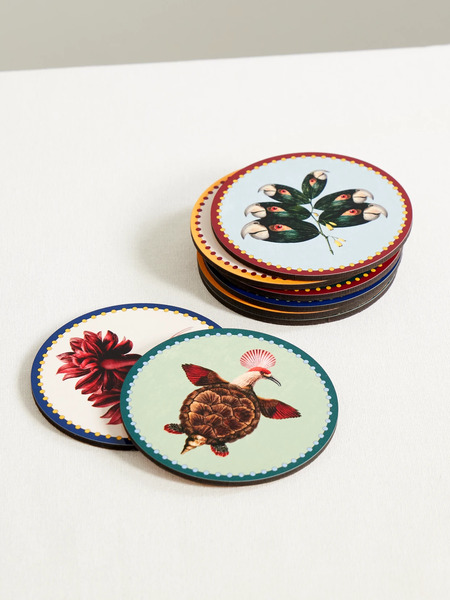  La Doublej La Doublej - + Beto Val Set Of Eight Wood Coasters - Multi 