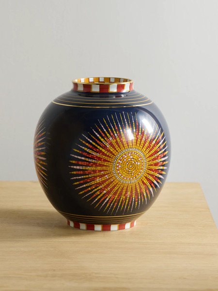  La Doublej La Doublej - Bubble Gold-plated Porcelain Vase - Navy 